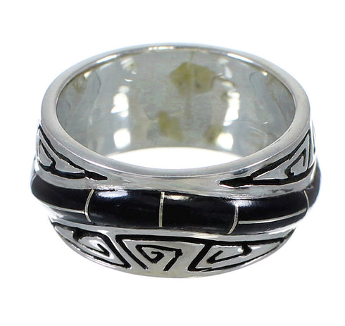 Sterling Silver And Jet Water Waves Southwest Ring Size 6-1/4 VX59902